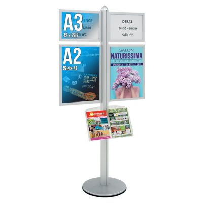 Totem info-display mix A3/A4 avec étagère