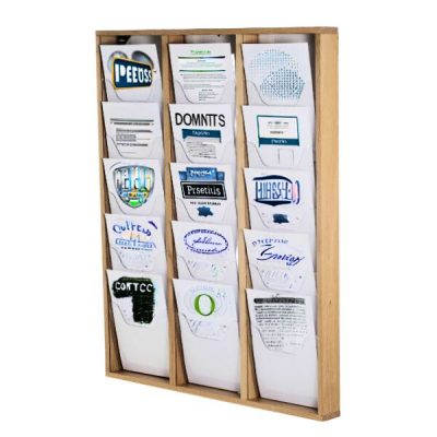 Présentoir mural en bois naturel 15 cases A4 portrait