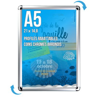 Cadre mural A5 coins chromés ou noirs