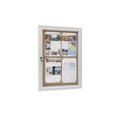 Vitrine murale étanche aluminium fond liège 4xA4